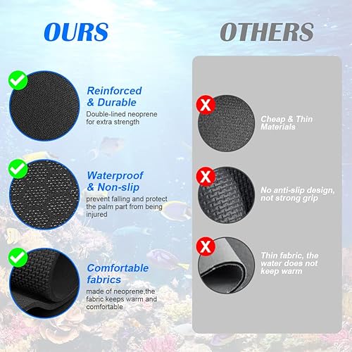 Miniatura 4 de AUAUY Guantes de buceo, de neopreno de 0.118 pulgadas (0.118in), guantes de neopreno cálidos, flexibles y antideslizantes con correa de muñeca