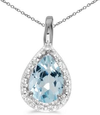 14k White Gold Pear Aquamarine Pendant 