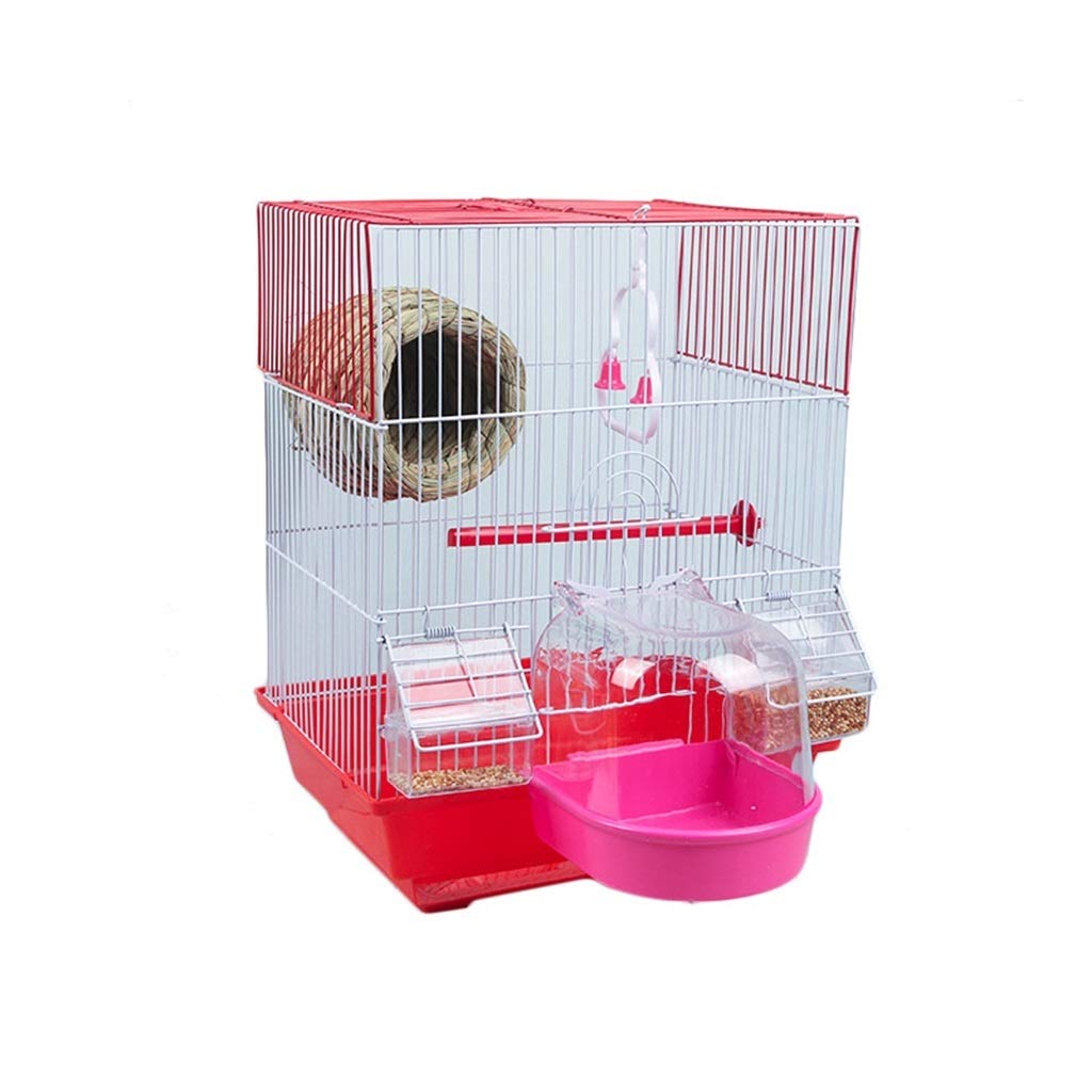 ART-YJ Bird Cage Multifunction Pet Bathroom Home For Budgie Love Birds Green Cheek Canary Parakeet Cockatiel Small Parrot (Color : Red, Size : Package 3)