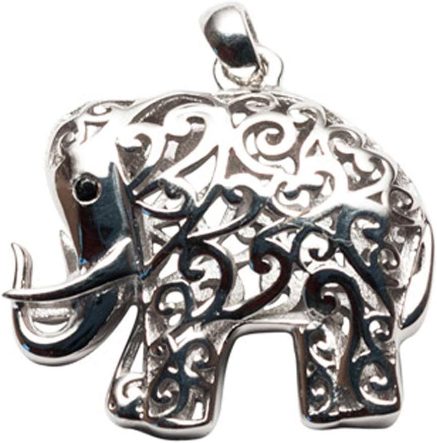 FOURSEVENJewellery 925 Sterling Silver Jaali Elephant Pendant, Fits in Necklace - Animal Jewellery for Women and Girls (Gifts for Her)