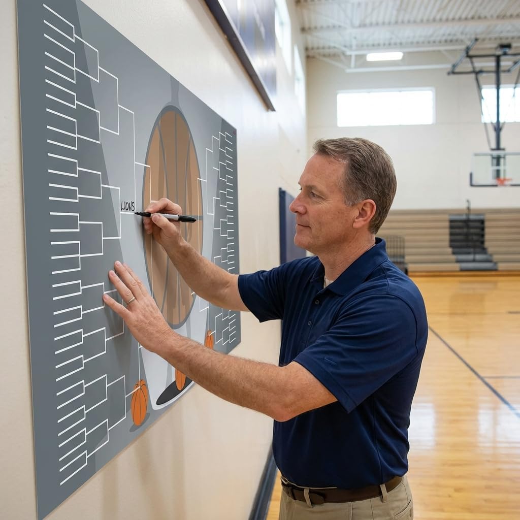 VictoryStore 3x6 Feet Basketball Tournament Bracket Giant Basketball Bracket, Corrugated Plastic, Waterproof, American-Made