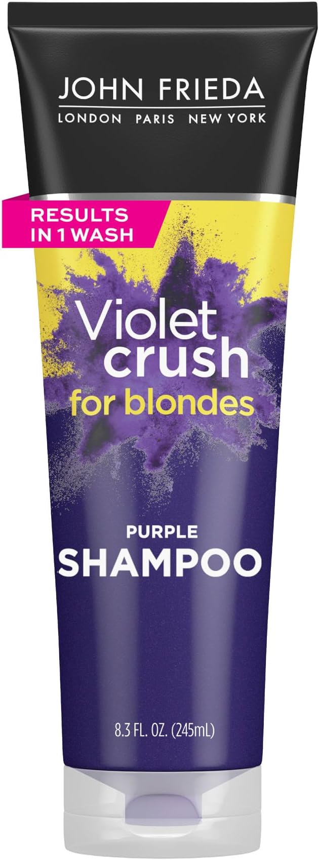 John Frieda 8.3 Ounce Shampoo for Blonde Hair, Violet Crush Purple Shampoo, Neutralizes Brassy Yellow Tones, Blonde Toner for Bleached, Platinum