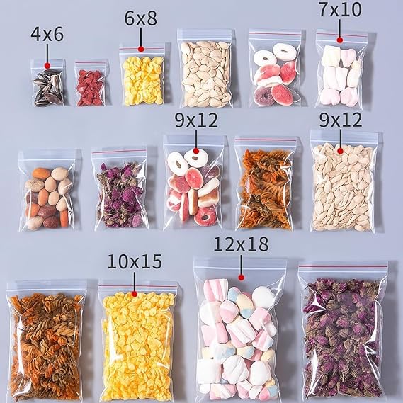 Image of Zip Lock Clear Plastic Storage Bags 5 x 8 Inches Resealable Transparent Pouches Leak Proof Press Seal Bags for Kitchen Storage Jewellery Packaging 100 Pack