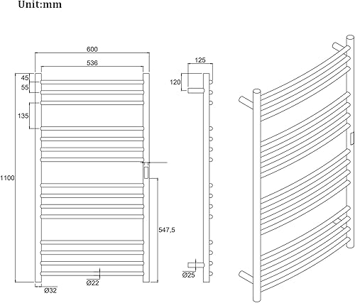 Miniatura 7 de ESOP Calentador de toallas inteligente WiFi con temporizador, 185 W, 15 barras curvas, toallero calentado, calentador de toallas calentado
