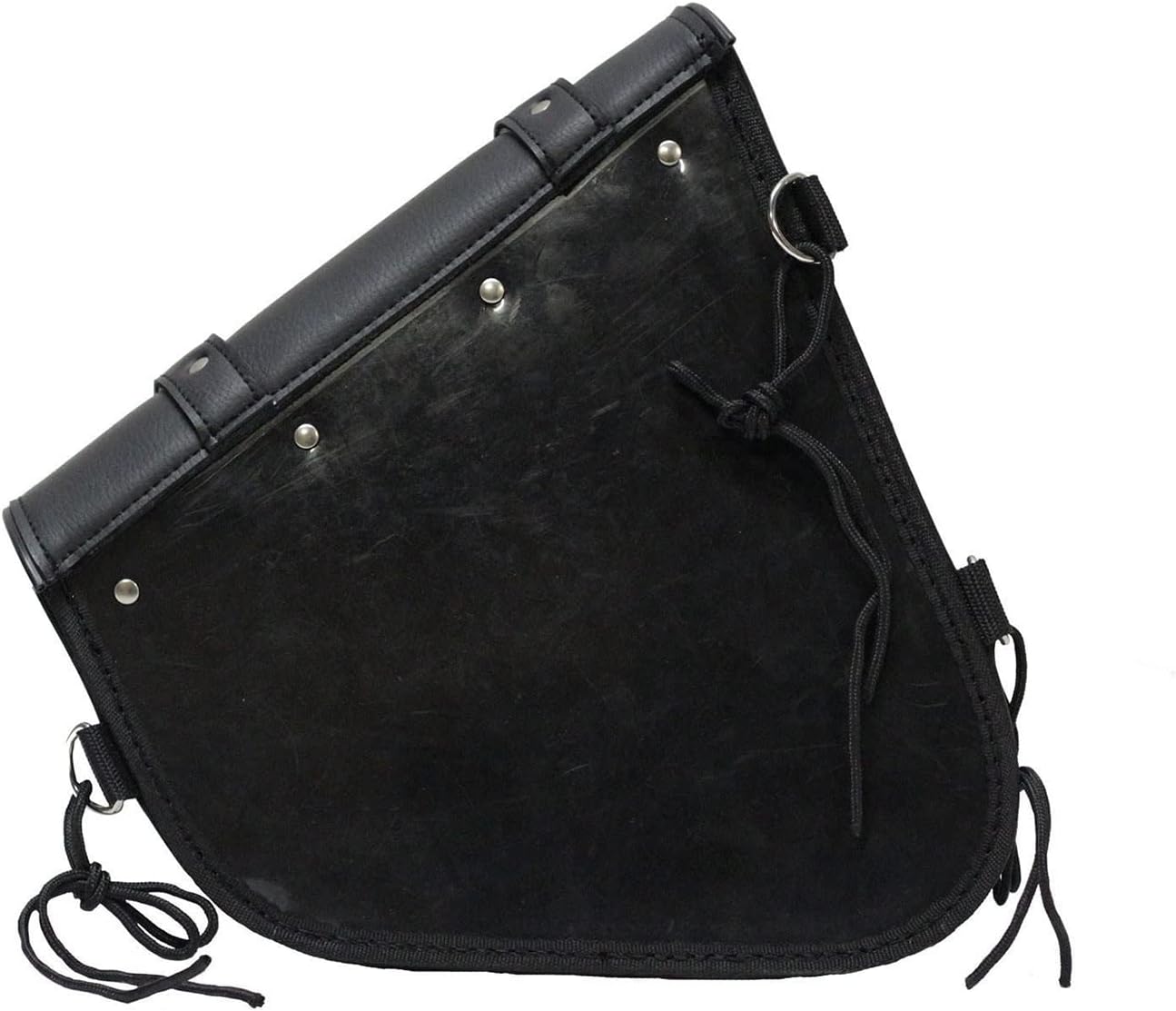 GARGOYLE BELLS Motorcycle Swingarm Bag Synthetic Leather Solo Swing Arm Bags For Softails and Choppers Motorcycle Luggage Bags Saddle Bags (Left Side, Black)