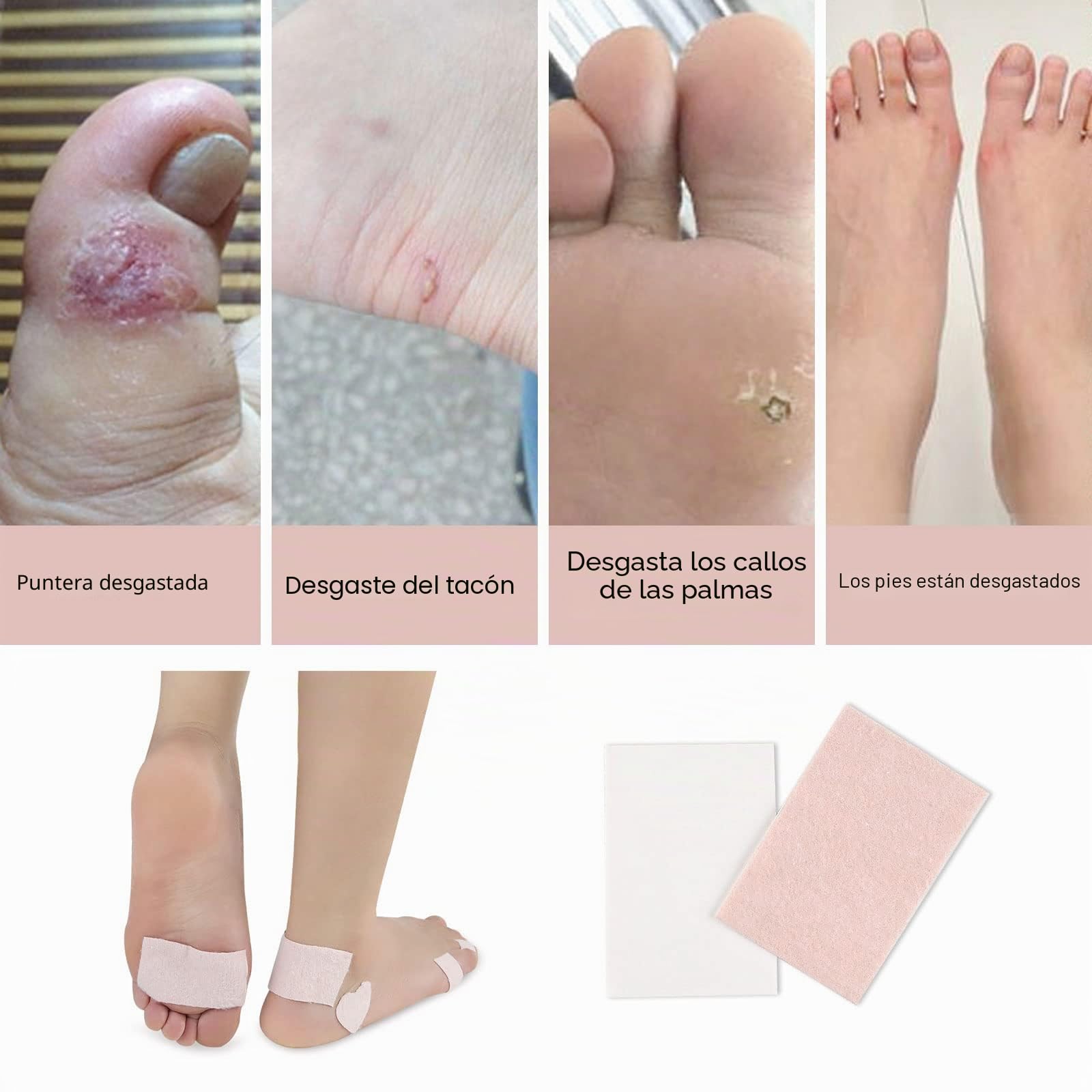 TSHAOUN 40 Hojas Moleskin para pies, parche de prevención de ampollas, Adhesiva Impermeables Parche para Ampollas Los Pies para ampollas en los pies, protección para el talón y la piel