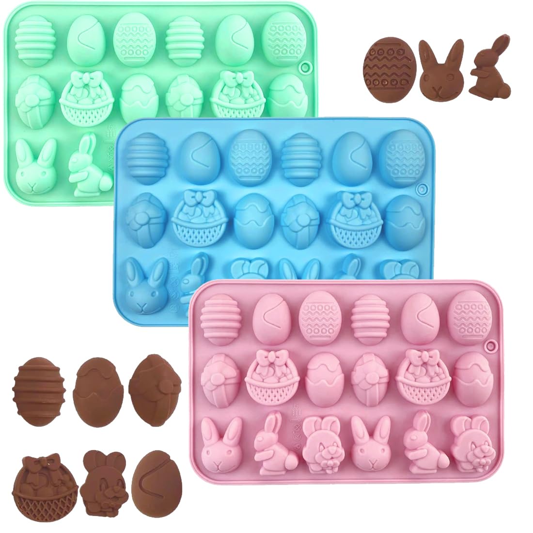 YXHZVON 2 stuks bakvorm voor paaseieren, siliconen chocoladeeieren, paaseieren, bakvorm, cakevorm voor het maken van chocolade, cake, koekjes