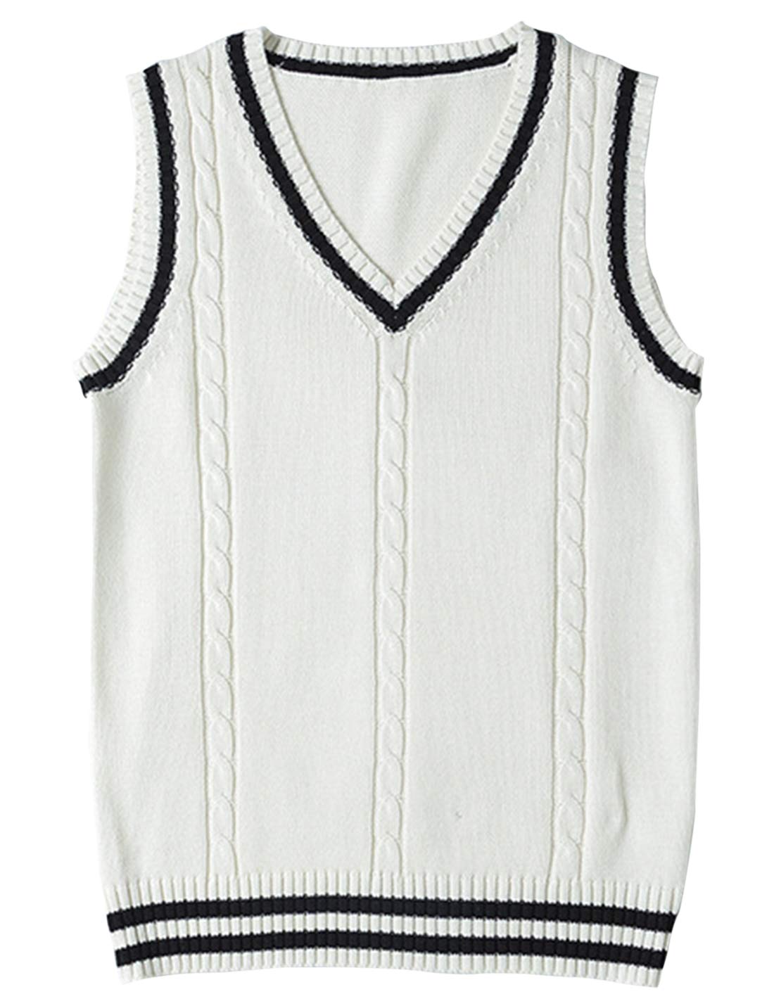 Locachy Women's Slim V Neck Sleeveless Sweater Vest Cable Knit