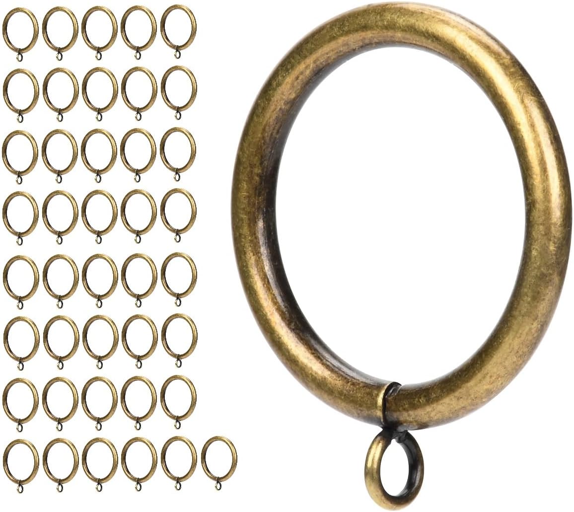 Curtain Ring Metal 42-Pcs 1.75 Inch Inner Diameter with Eyelets Fit Up to 1.5 Inch Rod Large Wire Diameter (Antique Brass-42pcs)