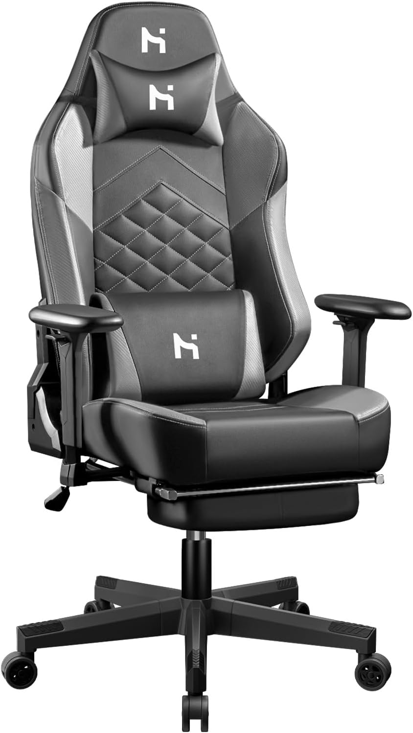 Hlonone Cadeira Gaming Ergonómica com Encosto Ajustável e Almofada Lombar e Apoio de Braços