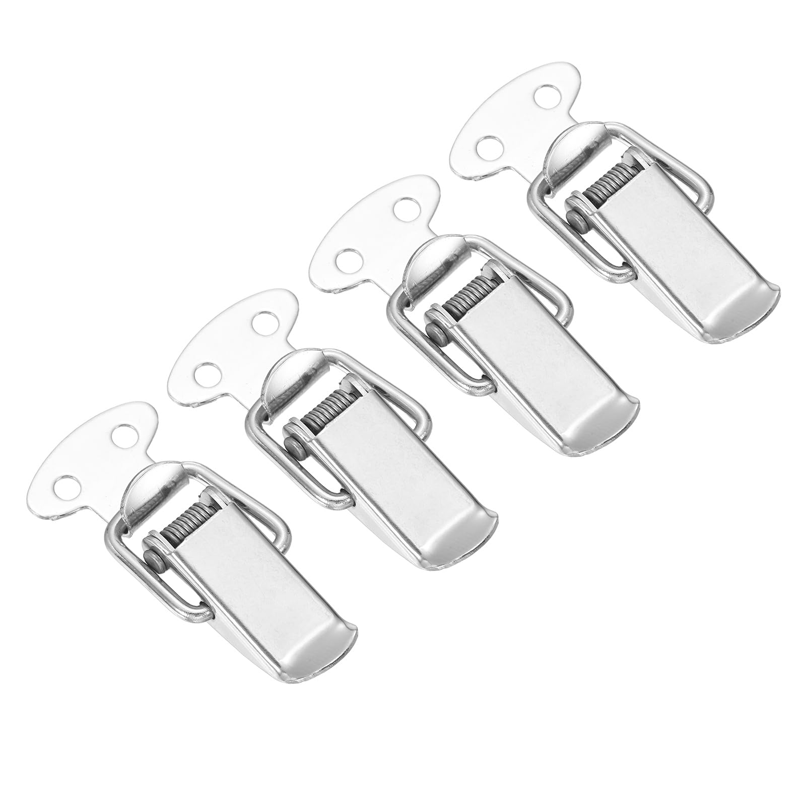 sourcing map 4 Pcs 0.63 Inch 201 Stainless Steel Spring Loaded Toggle Latch Catch Hasp Clamp Lock for Cabinet Door Barn Wooden Case Chest, Silver