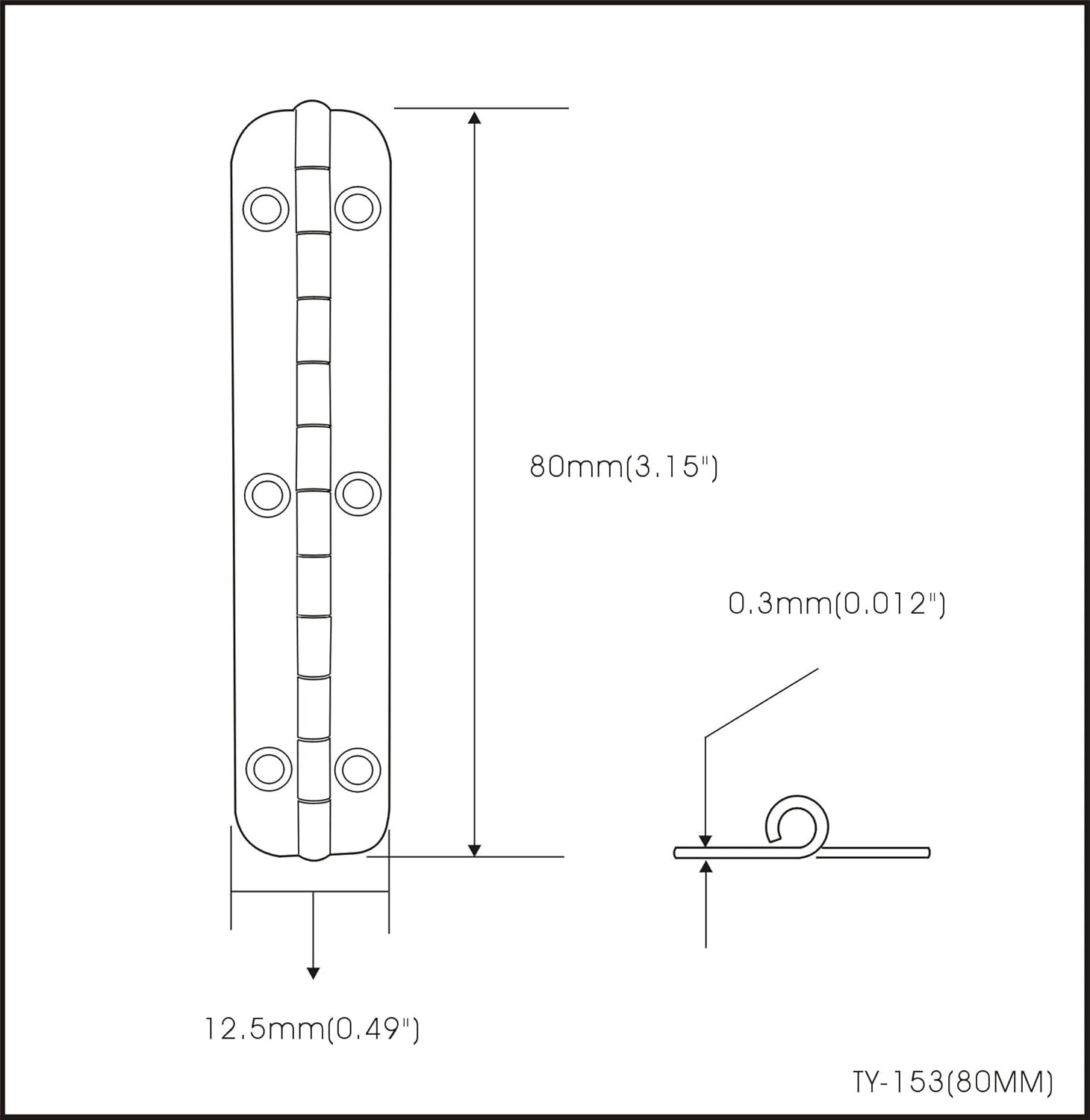 QCAA Solid Brass Wooden Jewery Box Hinge, Cabinet Closet Hinge, 3.15" x 0.5", Vibrated Brass, 4 Pack, Made in Taiwan