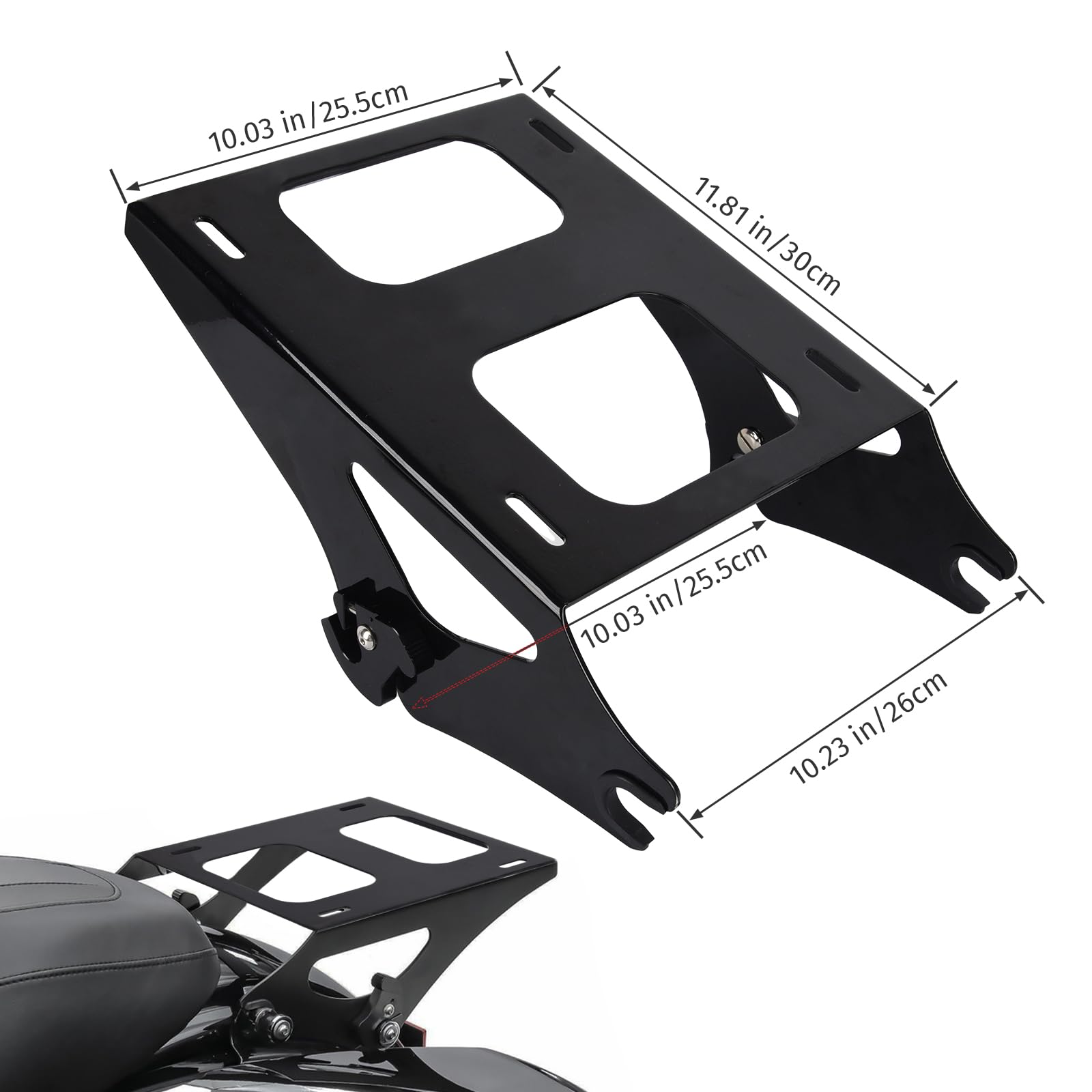 Tour Pack Mount, soporte Tour Pack, negro desmontable Two Up Tour Pak Pack Portaequipajes para Touring CVO Street Glide Road King Road Glide 2014-2025 Electra Glide Standard 2019-2022