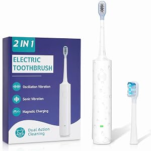 Rotating Electric Toothbrush for Adults Rechargeable Sonic Electric Toothbrush with 2 Min Smart Timer 4 Brushing Modes Travel-Friendly
