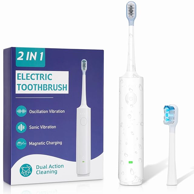 Rotating Electric Toothbrush for Adults Rechargeable Sonic Electric Toothbrush with 2 Min Smart Timer 4 Brushing Modes Travel-Friendly