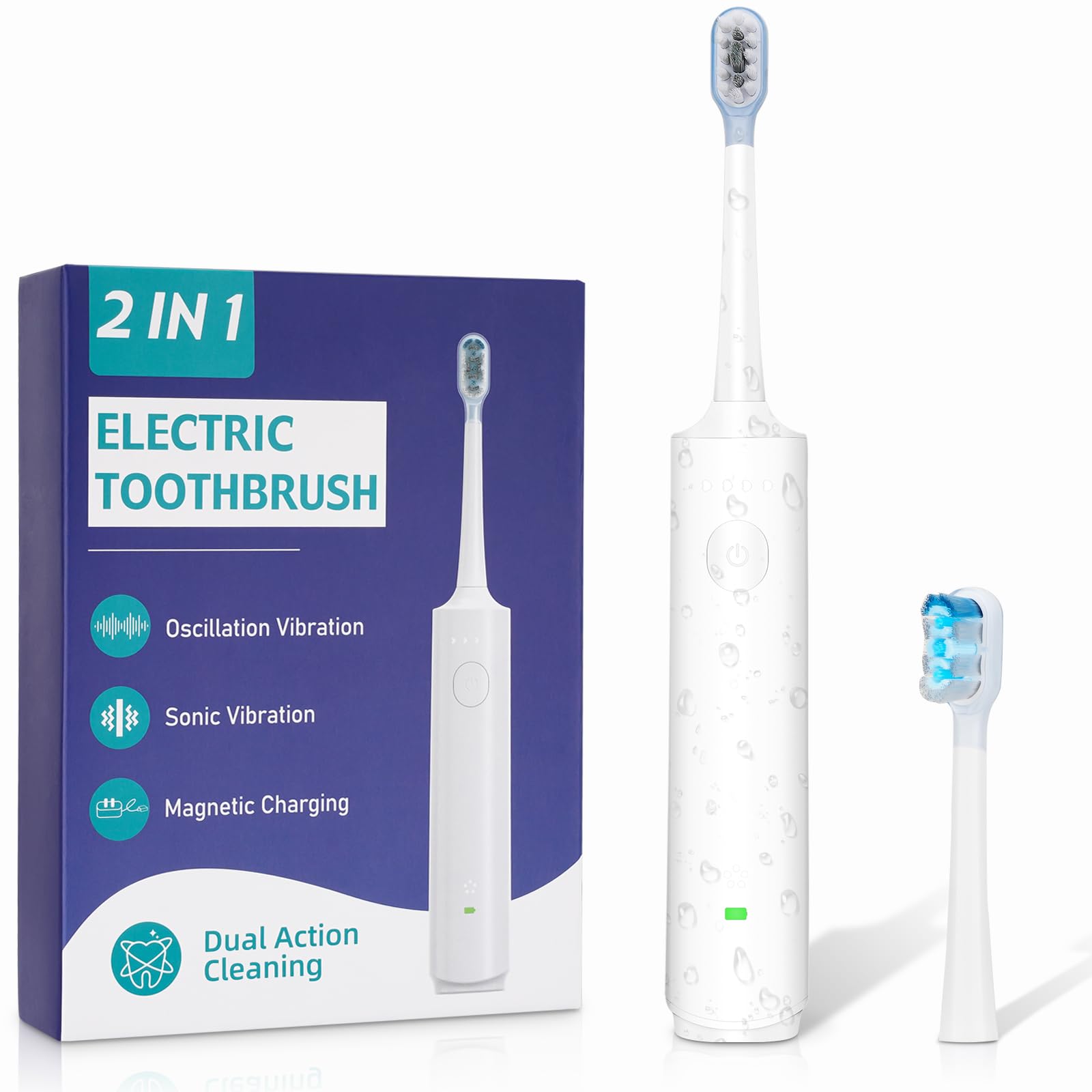 Rotating Electric Toothbrush for Adults Rechargeable Sonic Electric Toothbrush with 2 Min Smart Timer 4 Brushing Modes Travel-Friendly