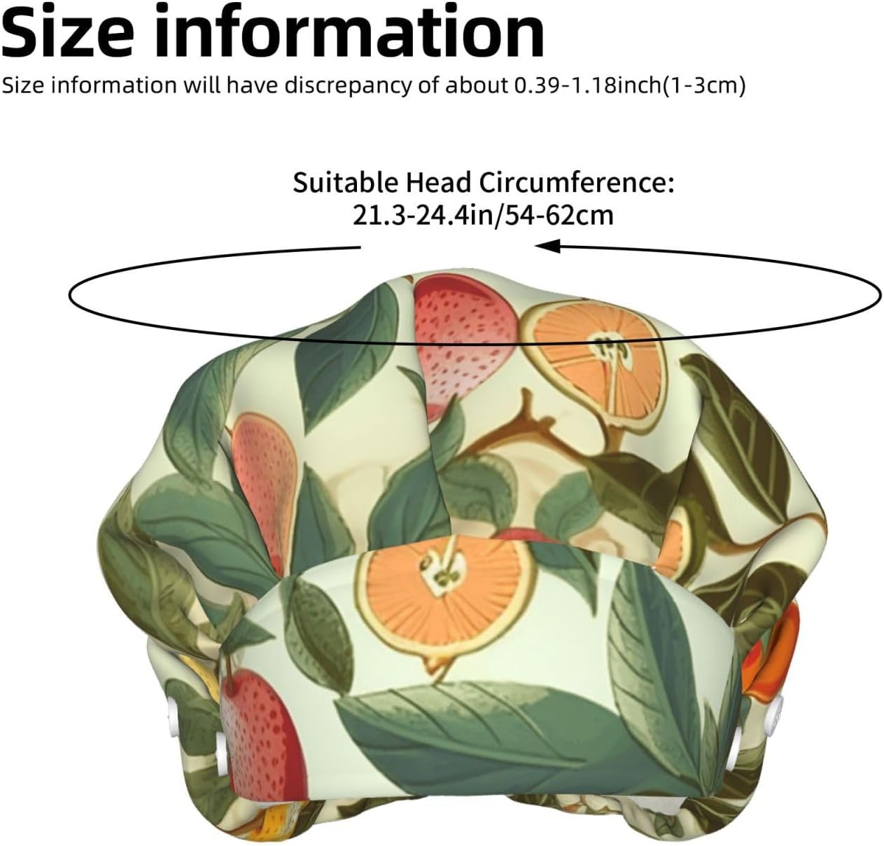 Plants and Fruits Bouffant Cap with Buttons, Sweatband Cap Black