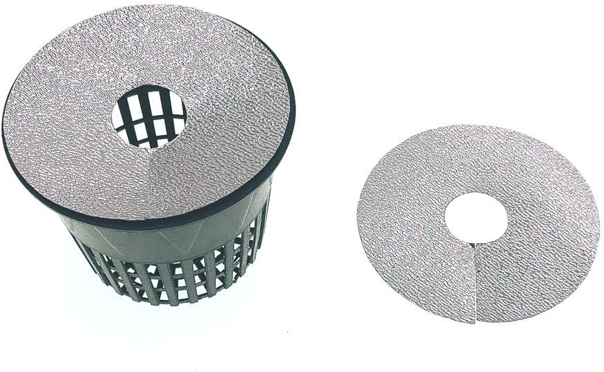 HORTIPOTS 3.75 Inch Net Cup Pack of 24, Heavy Duty Net Pot 4 in Wide Lip Top w Free Reflective Net Pot Lids to use