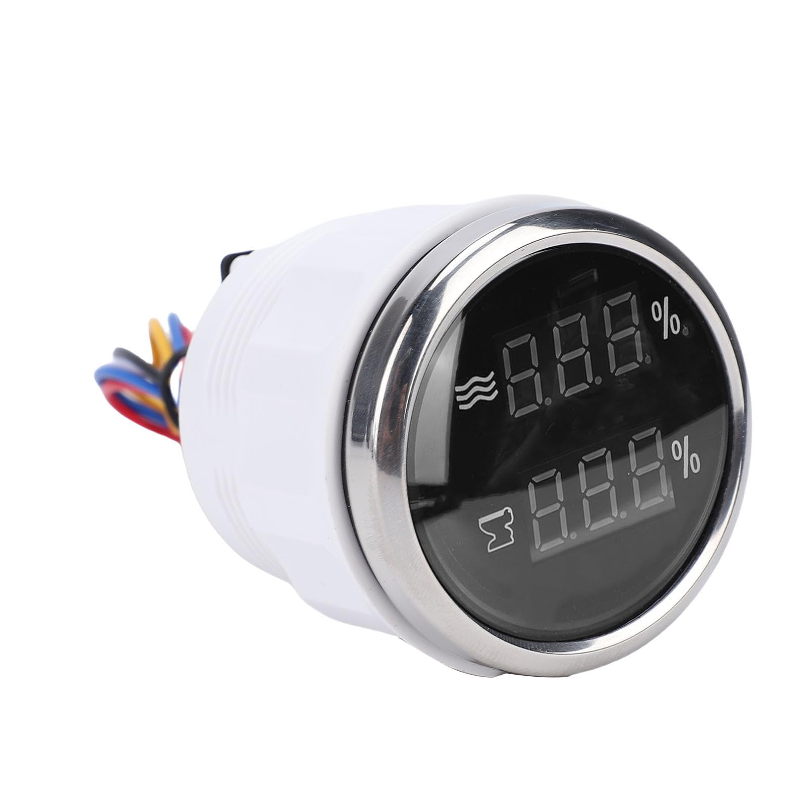 Yctze Misuratore Digitale del Livello Dell'acqua delle Acque Reflue 2 in 1 da 52 Mm Misuratore Compatto del Serbatoio Dell'acqua a Doppia Funzione per Veicoli Marini (Quadrante nero Lunetta