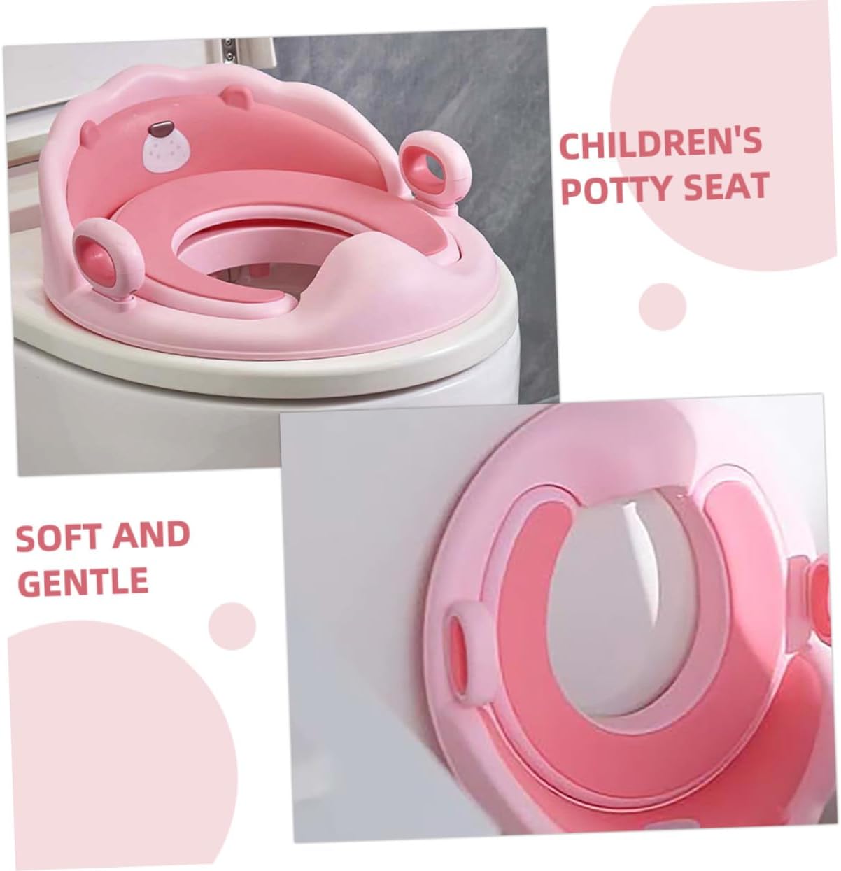 Non-slip Toilet Trainer Seat with Soft Tpe Cushion Portable Potty Seat with Removable Ladder and Cover Lion-themed Pink Design for Boys and Stable and Easy to Clean