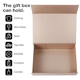 Aimyoo Gold Collapsible Gift Box with Magnetic Closure Lids 13.8x9x4.3 in, Large Bridesmaid Groomsman Proposal Boxes, Rectangle Present Box for Graduation Birthday Storage 1 Pack