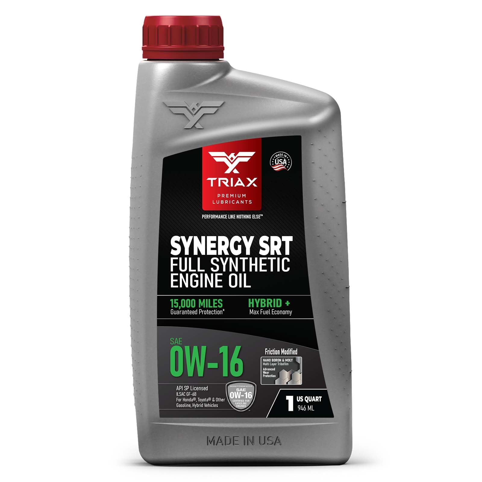 TRIAX Synergy SRT 0W-16 Full Synthetic PAO and Ester Engine Oil for Hybrid Vehicles