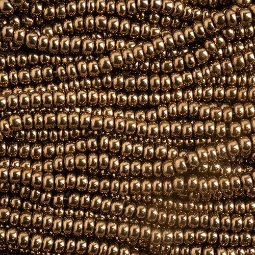 Czech Glass Seed Beads 8/0 (2.9mm Diameter) Metallic Bronze Strung Bead - 250g Bulk Bag by Preciosa (Jablonex)