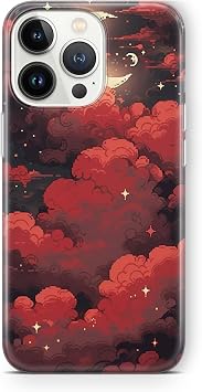 Multitronic iPhone 15 Pro Max Uyumlu K rm z  Pixel Bulut Tasar m Bask l   effaf K l f