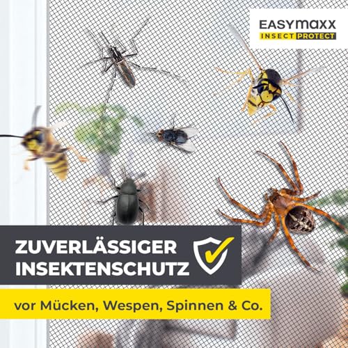 EASYmaxx Insect Protect | Teleskop-Insektenschutzgitter | Fliegengitter Fenster | mit vormontierten Rahmen | ausziehbarer Insektenschutz | integriertes Moskitonetz | weiß