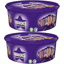2 x Heroes Milk Chocolate Tub 475g | Assorted Individually Wrapped Mini Chocolate milk Bars | Sharing Chocolate Tub | Chocolate Gift for Family & Christmas Celebrations