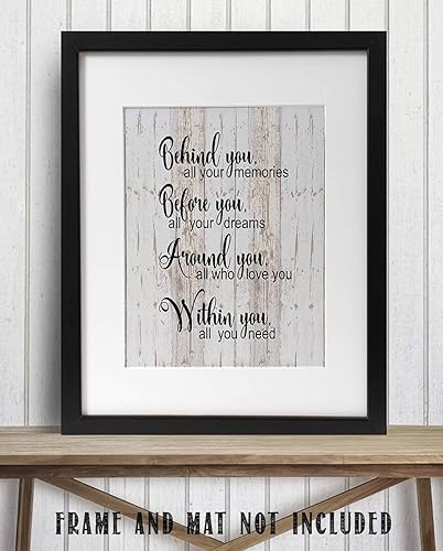 Miniatura 7 de Behind Before Within You - Inspirational Wall Decor, Distressed Wood Style Motivational Wall Art Bible Wall Print For Living Room Decor, Home Decor,