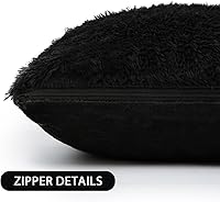 Vista 6 de BBiggood Juego de 2 fundas de almohada negras de piel sintética súper suaves y cómodas, modernas, de lujo, decorativas, para el hogar, dormitorio