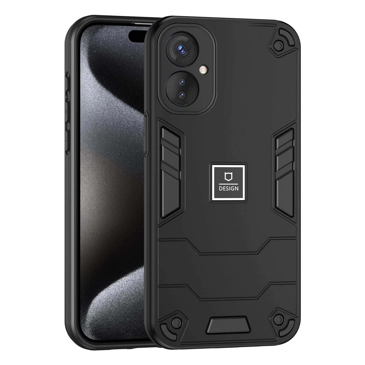 Phone Case Compatible with Tecno Spark 9 Pro,Compatible with Tecno Spark 9 Pro KH7 KH7n Case Dual-Layer Drop-Proof TPU+PC 2-in-1 Protective Case Black