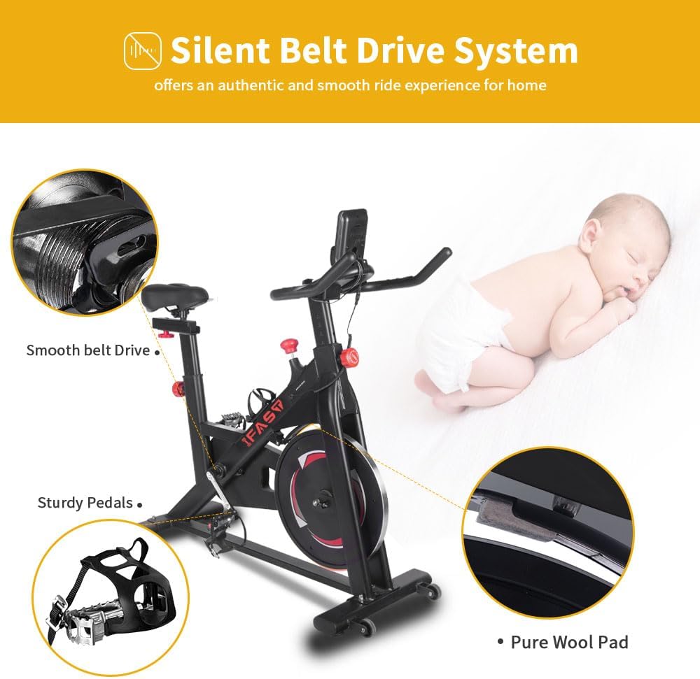 IFAST Stationary Bikes for Home Indoor Exercise Bike with LCD Monitor and Comfortable Seat Cushion for Home Gym Cardio Fitness Training black image 7 of 7 B0D49H5RQZ