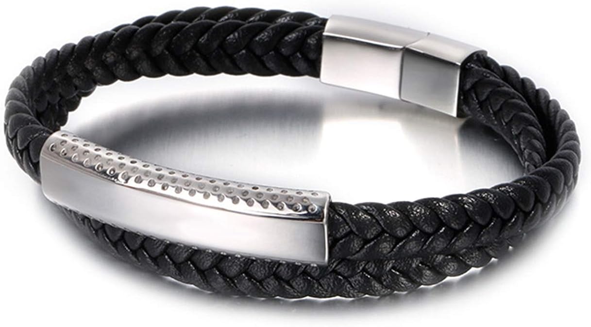 Daesar Bracelets Acier Inoxydable Homme Bracelets Cuir Homme Tissage