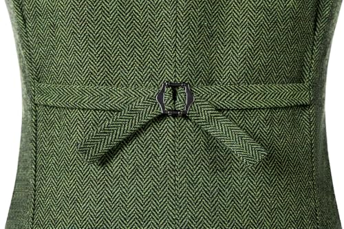 Image of SOLOVEDRESS Mens Vintage Tweed Suit Vest V Neck Casual Wool Waistcoat for Wedding Groomsmen