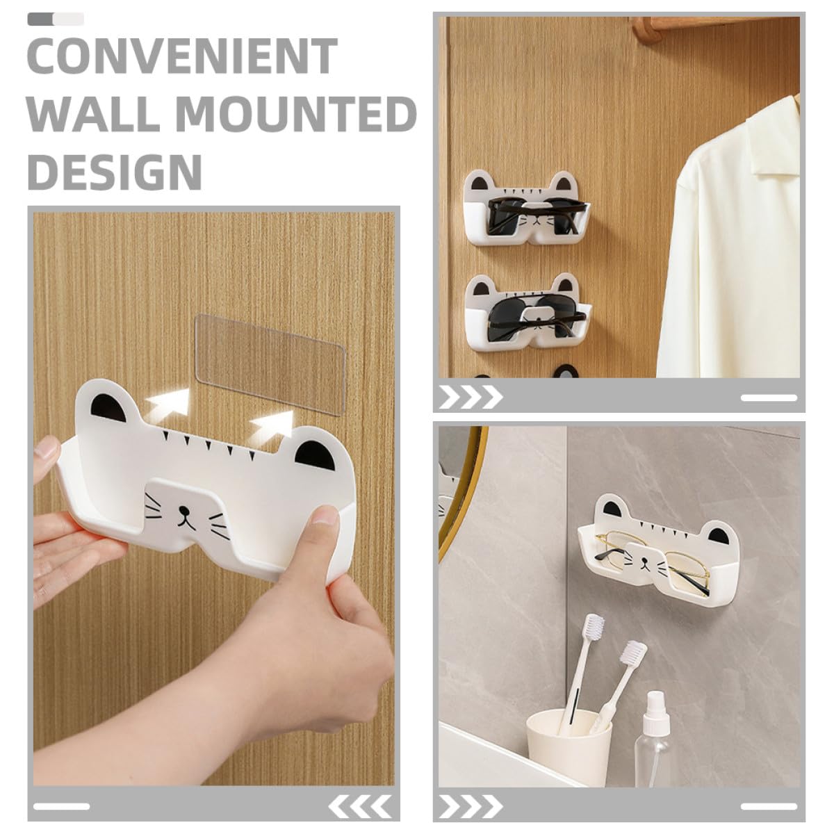 GALPADA Wandbrillenorganizer Katzenform aus Abs Weiß für Brillen 1 Stück