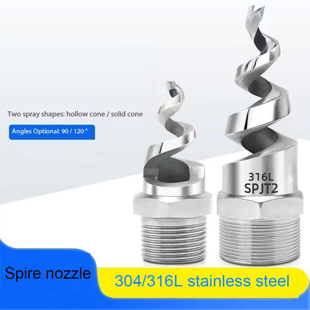 Boquilla pulverizadora de alta presión, Boquilla atomizadora en espiral de acero inoxidable plateada, 90 y 120 grados, 1/4-2 pulgadas, 1-10 Uds(1.5 Inch 304 Stainless Steel,5pcs)