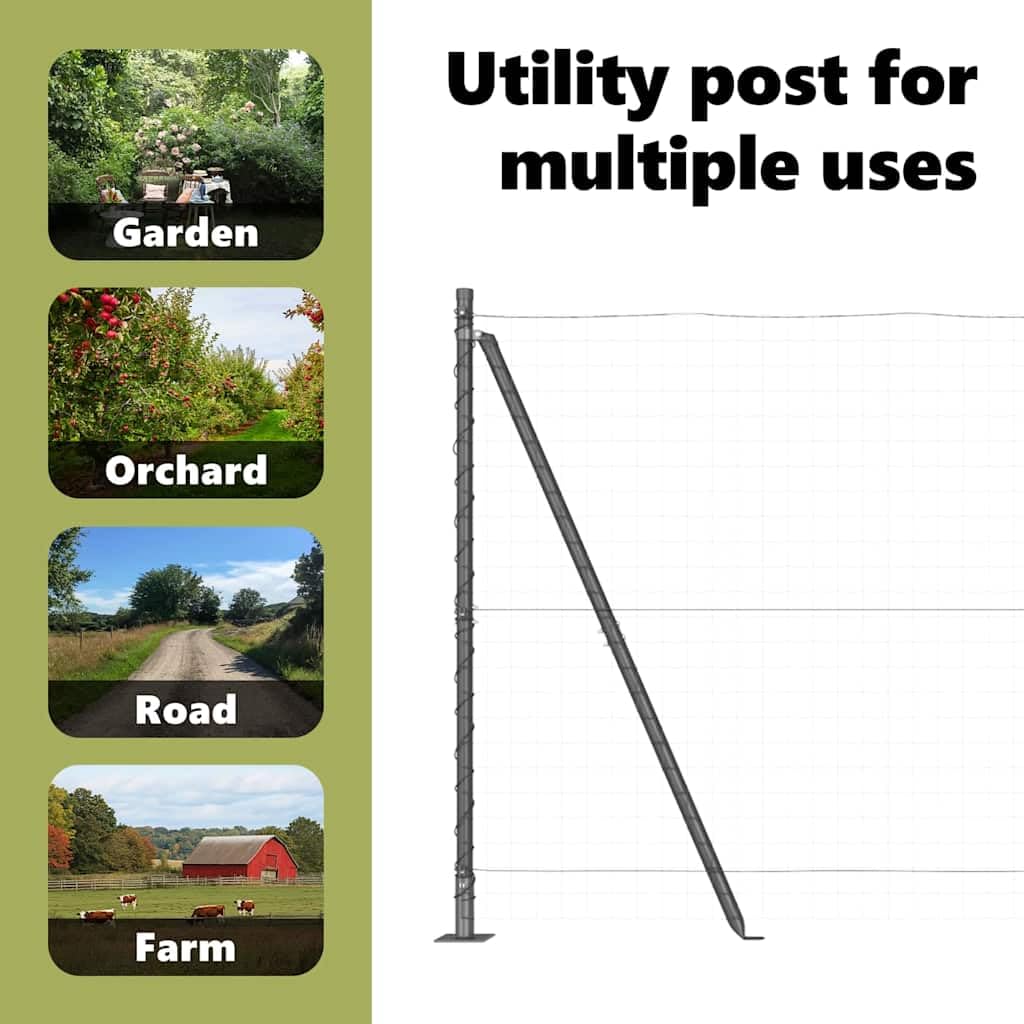 vidaXL Juego de Poste de Cerca de Concreto y Metal para Límites de Propiedad Jardín Cercas Duraderas Exterior Gris 3.2 x 68.5 cm Fácil Instalación Componentes Completos Incluidos Accesorios