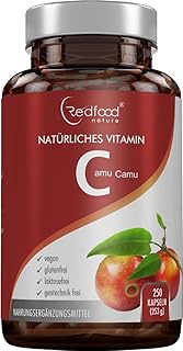 REDFOOD Camu Camu Extrakt 600mg natürliches Vitamin C Hochdosiert XXL Dose 250 vegane Kapseln laborgeprüft und hergestellt...