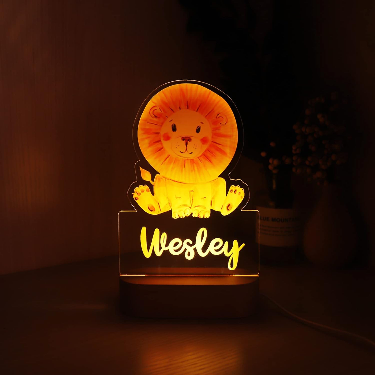 Personalised Lion Night Light| Lion Night Lamp | Children's Lights | Kids Bedrooms | Lion Nursery Decor