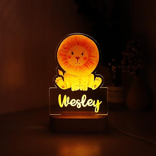 Miniatura 5 de Luz nocturna de león personalizada  Lámpara de noche de león  Luces para niños  Dormitorios infantiles  Decoración de guardería de león