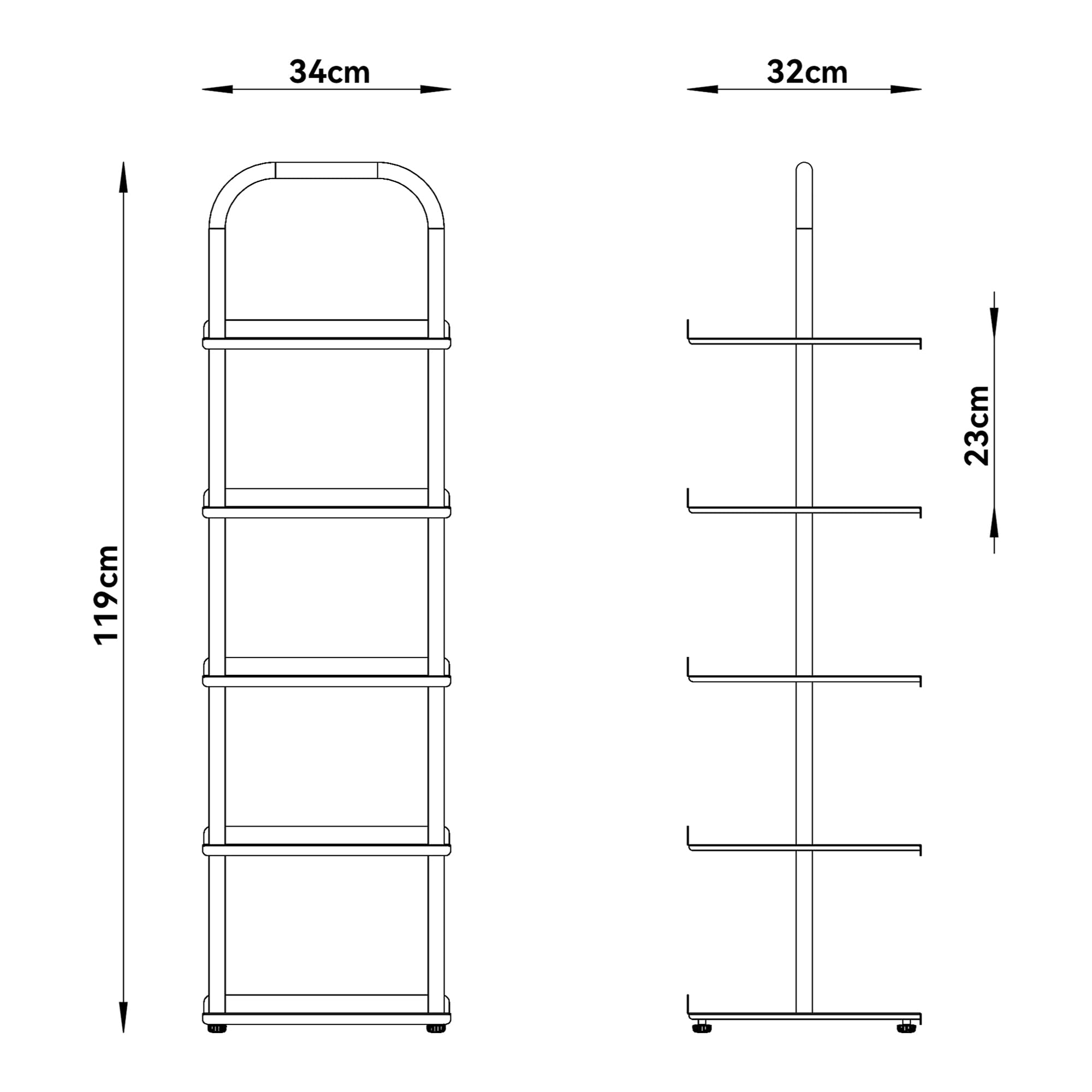 [en.casa] Schuhregal schmal Poytya mit 5 Ebenen Metall 119 x 34 x 32 cm Schuhständer für 5 Paare Schuhregal Standregal Flur Wohnzimmer Champagne