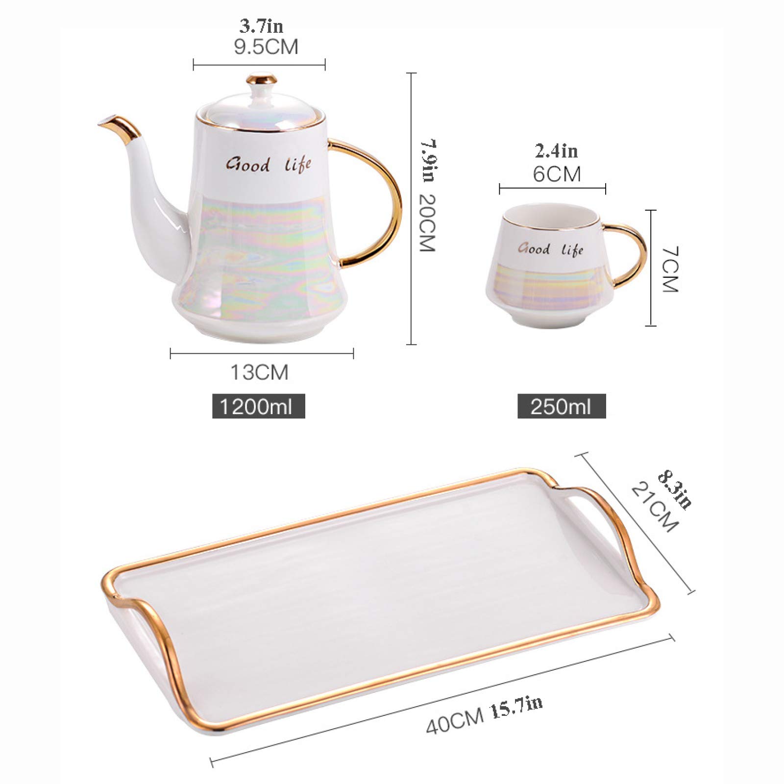 Zestaw filiżanek do espresso, kubki do kawy, porcelanowa herbata dla dorosłych kubek popołudniowy ceramiczny czajniczek, taca do domu, wesele biurowe