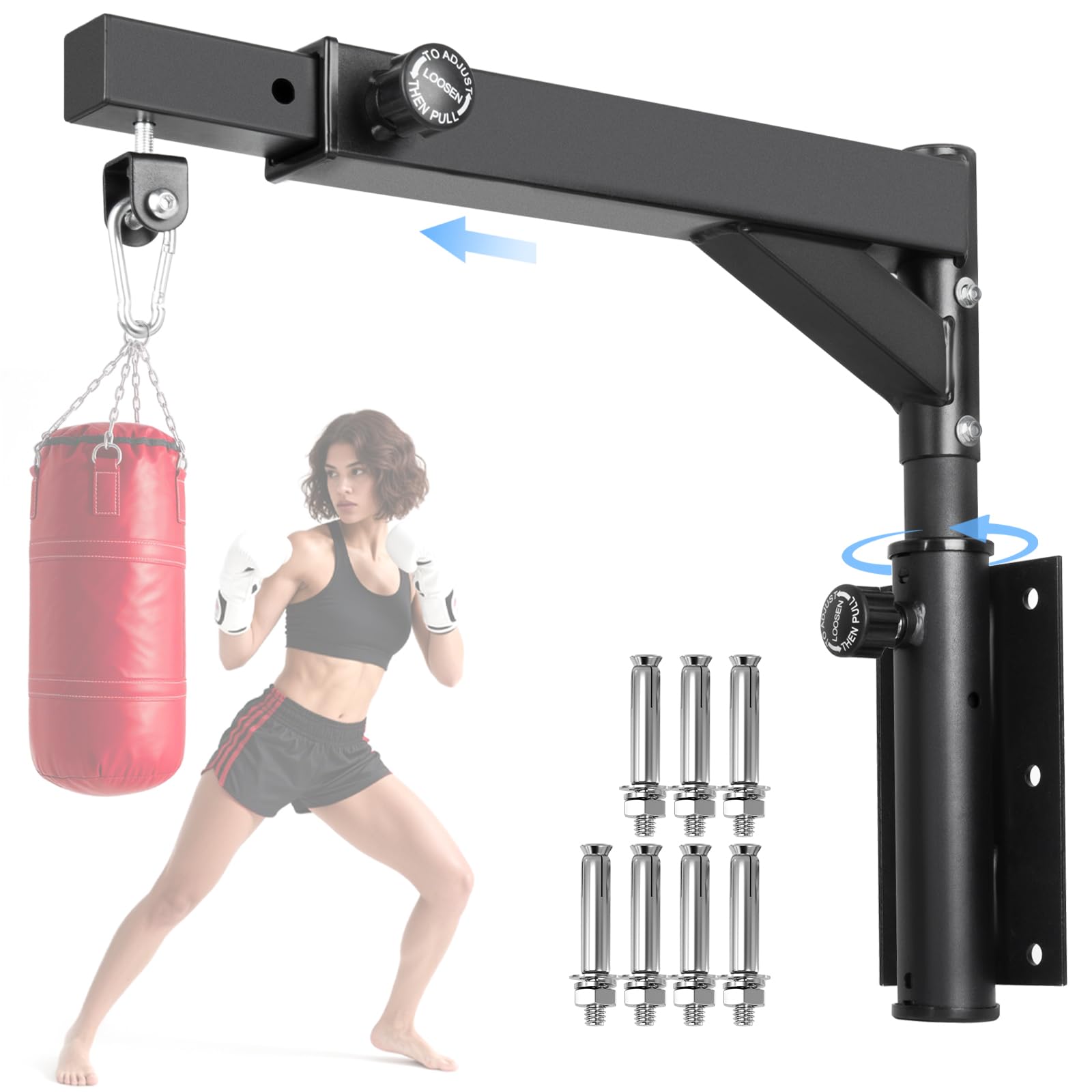 Sandsack Wandhalterung, 360 Schwenkbar Boxsackhalter Wand, Boxsack Wandhalterung Einstellbare Länge Für Den Einsatz Im Heim-Fitnessstudio Im Innenbereich, Für Kickboxen, Muay Thai Und Speed ​​Bags