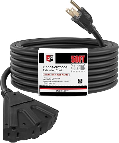 Miniatura 30 de EP Cable de extensión para exteriores de 10 pies con 3 tomas de corriente eléctrica, cable verde SJTW de 16/3 con enchufe a tierra de 3 clavijas
