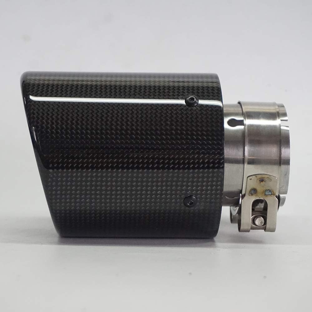 Glossy Carbon Fiber Muffler Pipes Exhaust Tips with Mirror Polishing Stainless Steel, Rolled Edge, Inlet 63mm(2.5inches) Outlet 101mm(4inches)