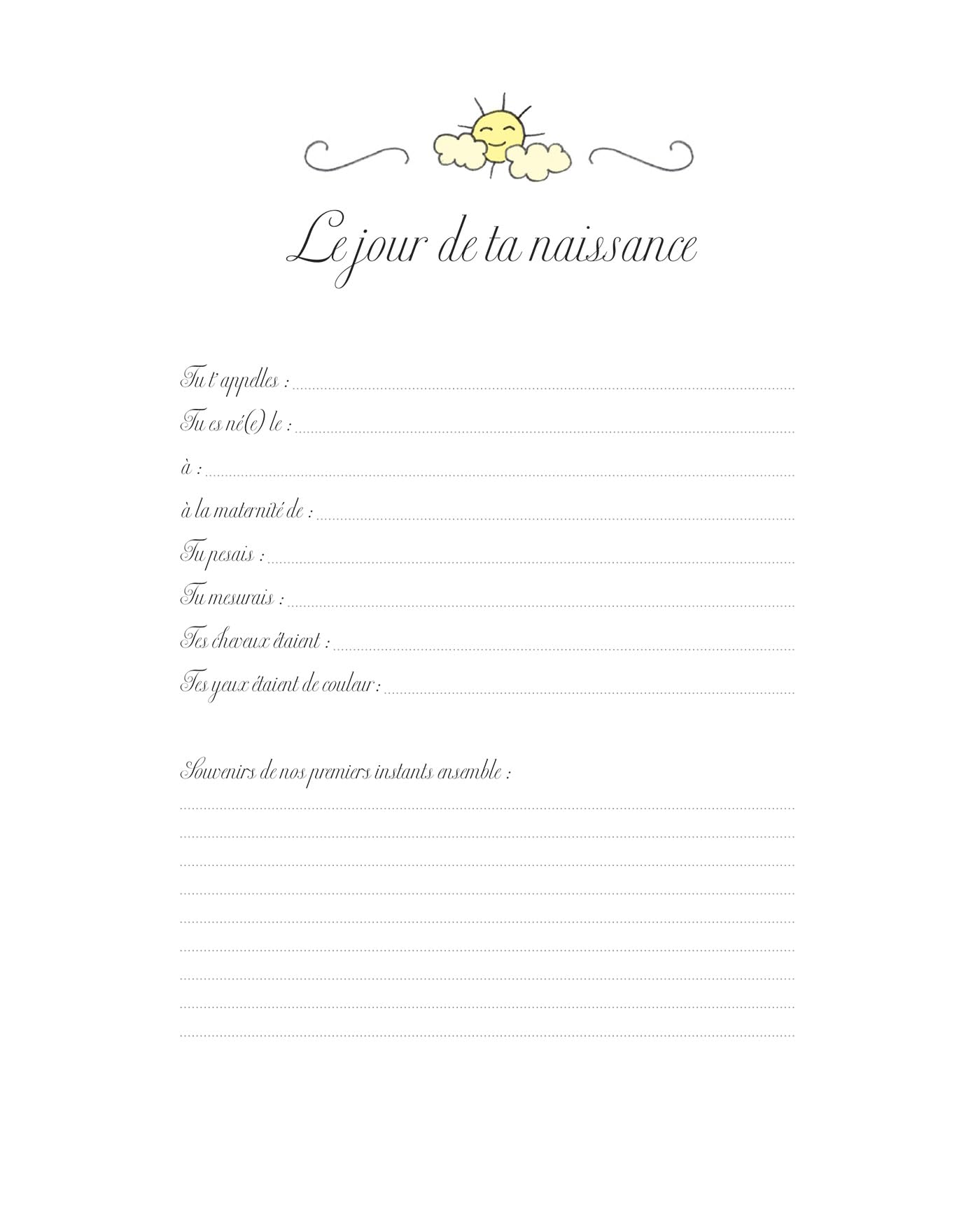 Le petit journal de mon bébé