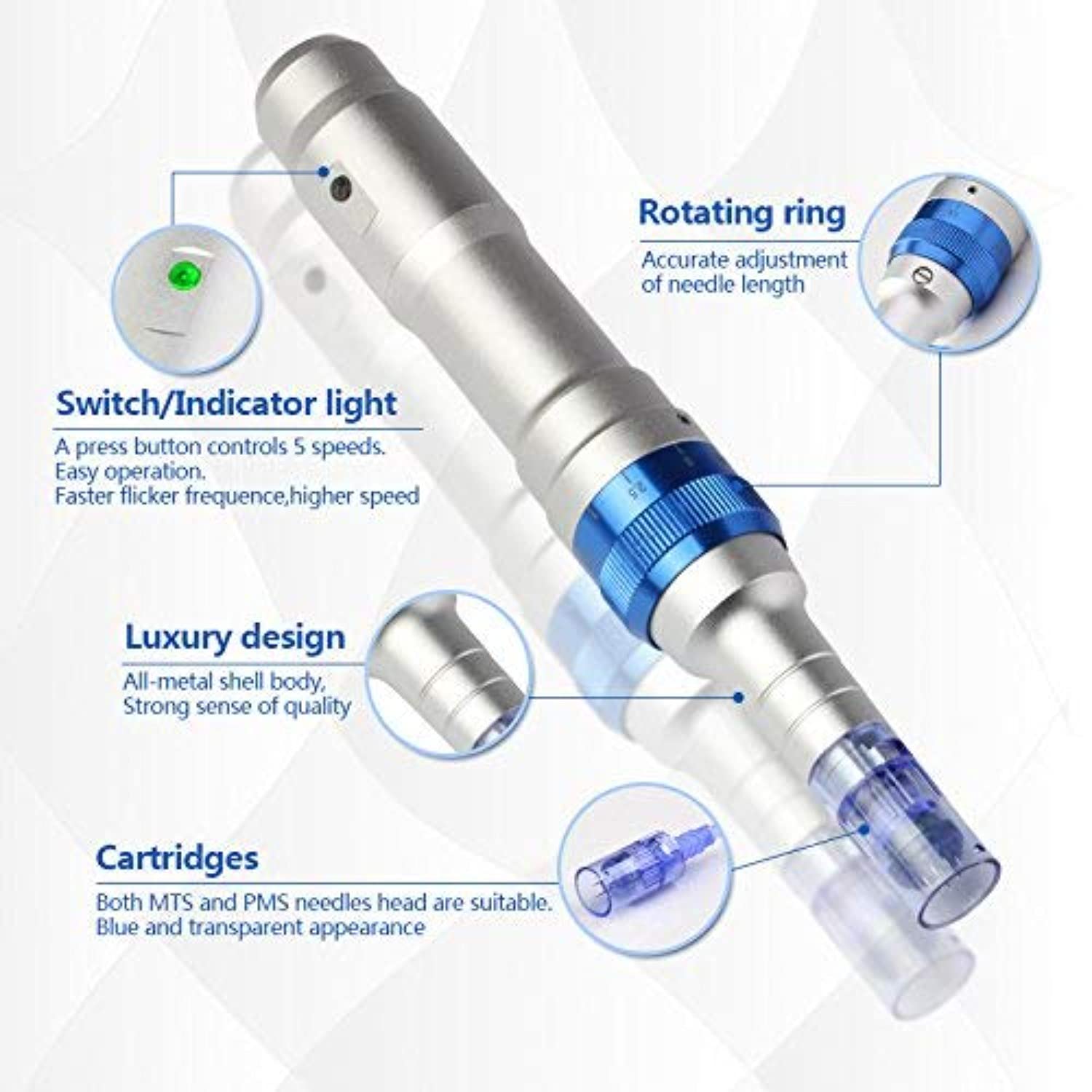 Dr. Pen Ultima A6 Electric Wireless Professional Skincare Kit including 2 Cartridges (12 pin & 36 pin)