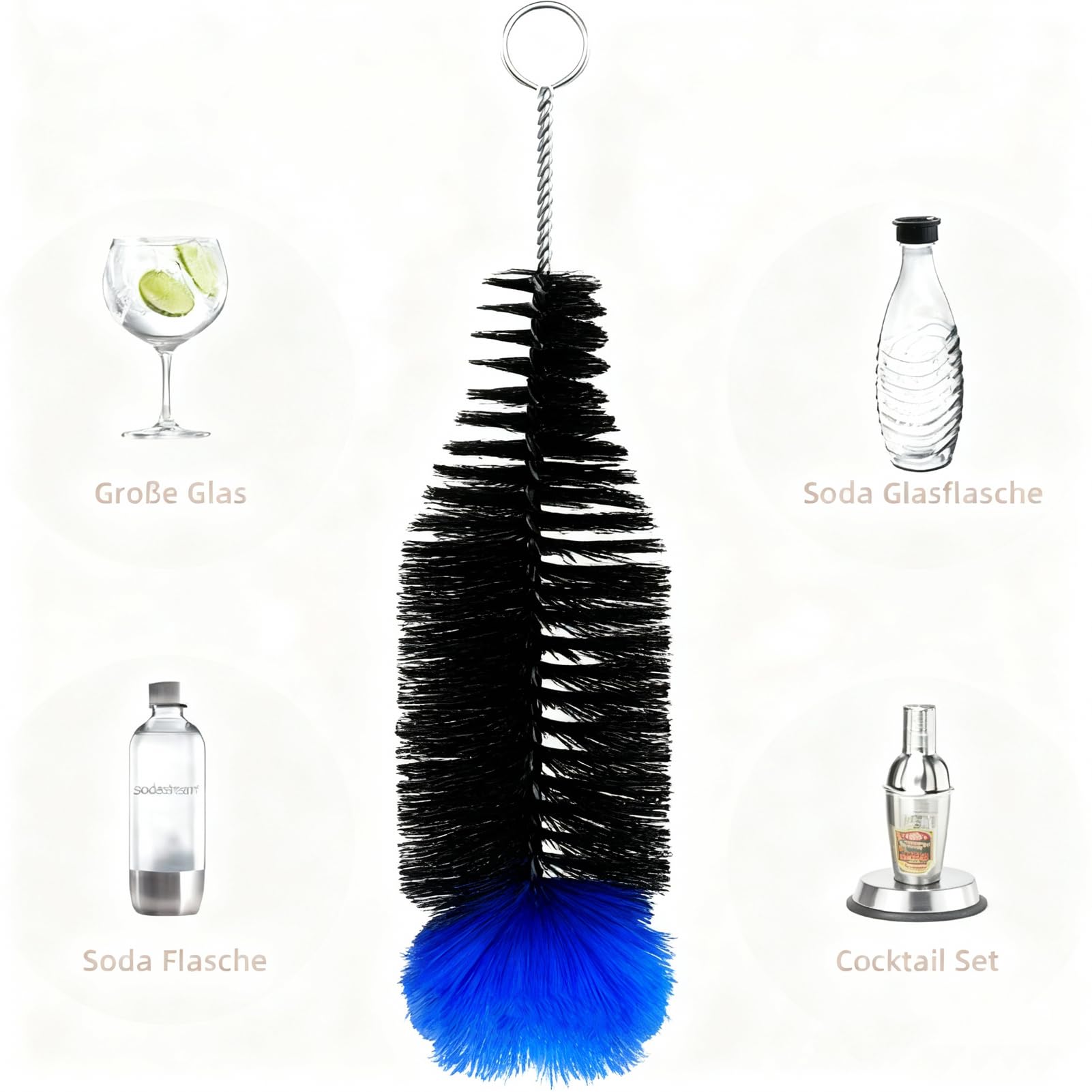 Scovolino per Bottiglie 31 cm con Testa in Spugna Morbida, Pulizia Senza Graffi Potente per Bottiglie Sodastream, Duo, Vetro e Plastica – Spazzola Lunga Ergonomica e Durevole